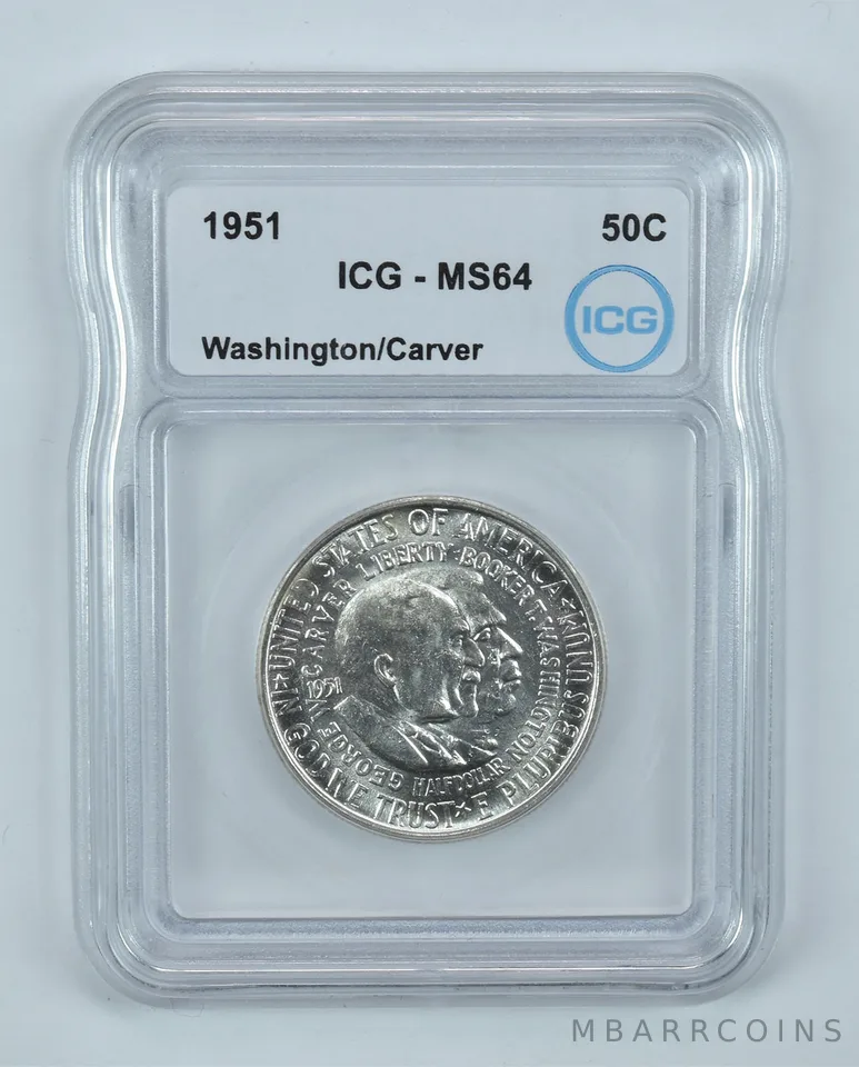 1951 Washington Carver Commemorative Half Dollar MS64 ICG