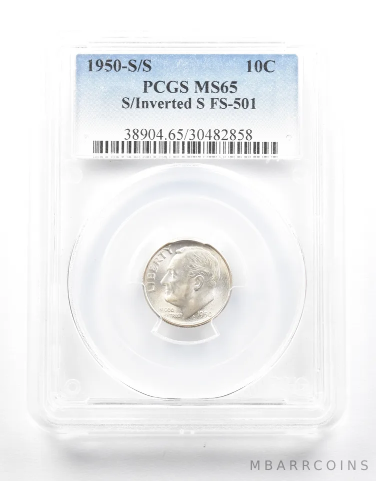 1950-S/S Roosevelt Dime S/Inverted S FS-501 MS65 PCGS *2147