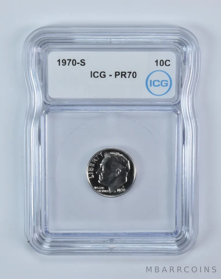 1970-S Roosevelt Dime PR70 ICG