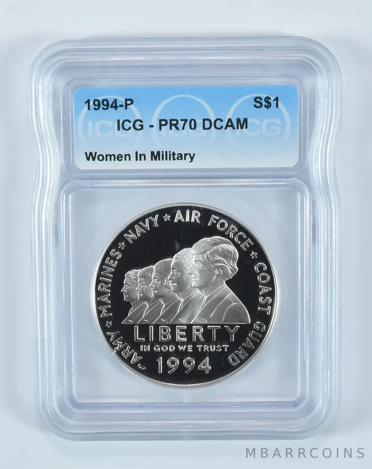 1994-P Women In Military Commemorative Silver Dollar PR70 DCAM ICG