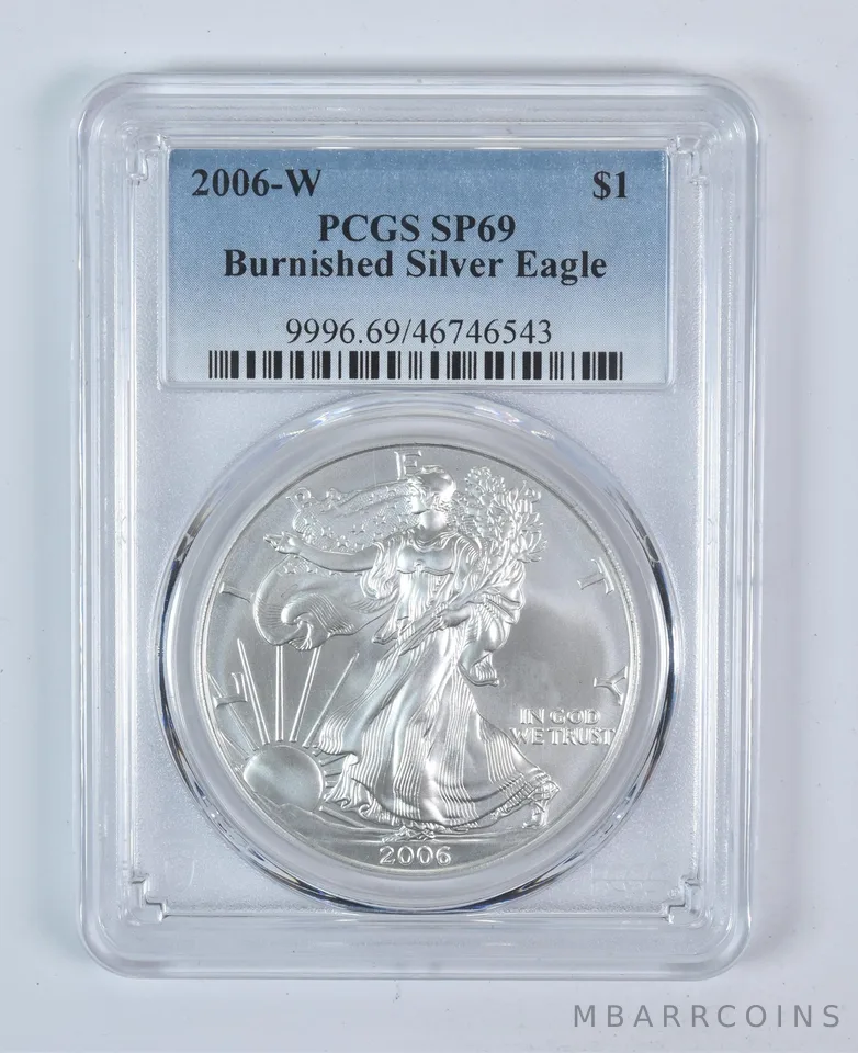 2006-W Burnished Silver Eagle SP69 PCGS Blue Label