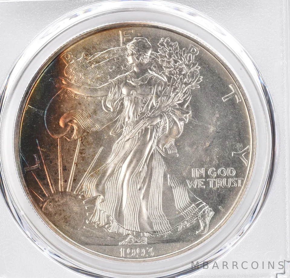 1993 American Silver Eagle MS68 PCGS Beautiful Tone *1243