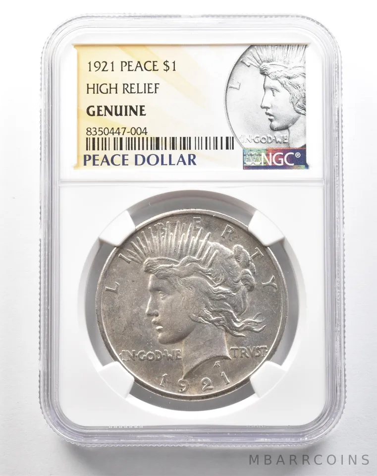 1921 Peace Silver Dollar High Relief Genuine NGC a3847