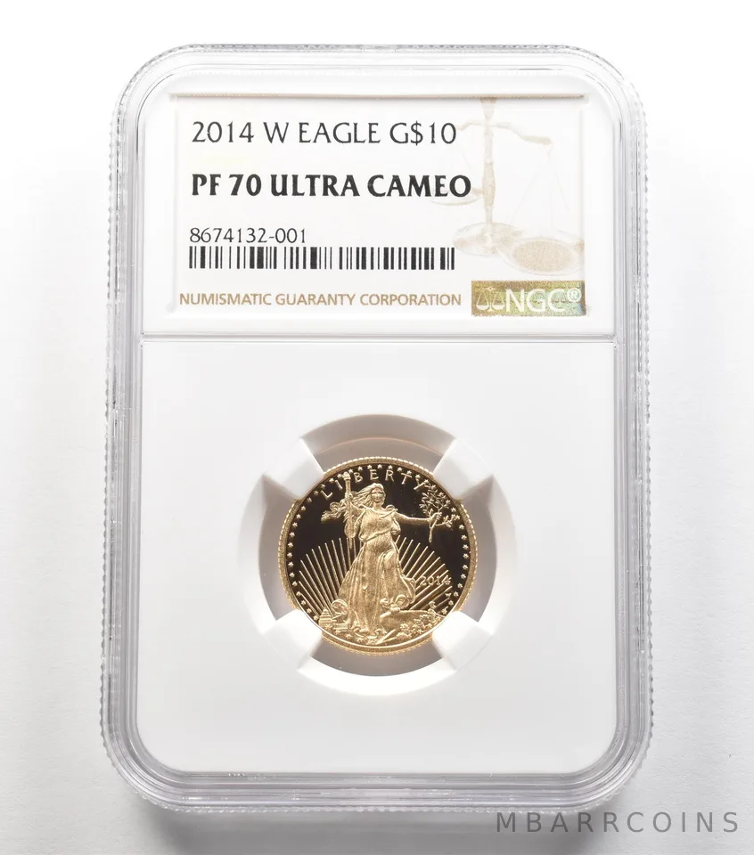 2014-W $10 American Gold Eagle 1/4 Oz Gold PF70 UCAM NGC