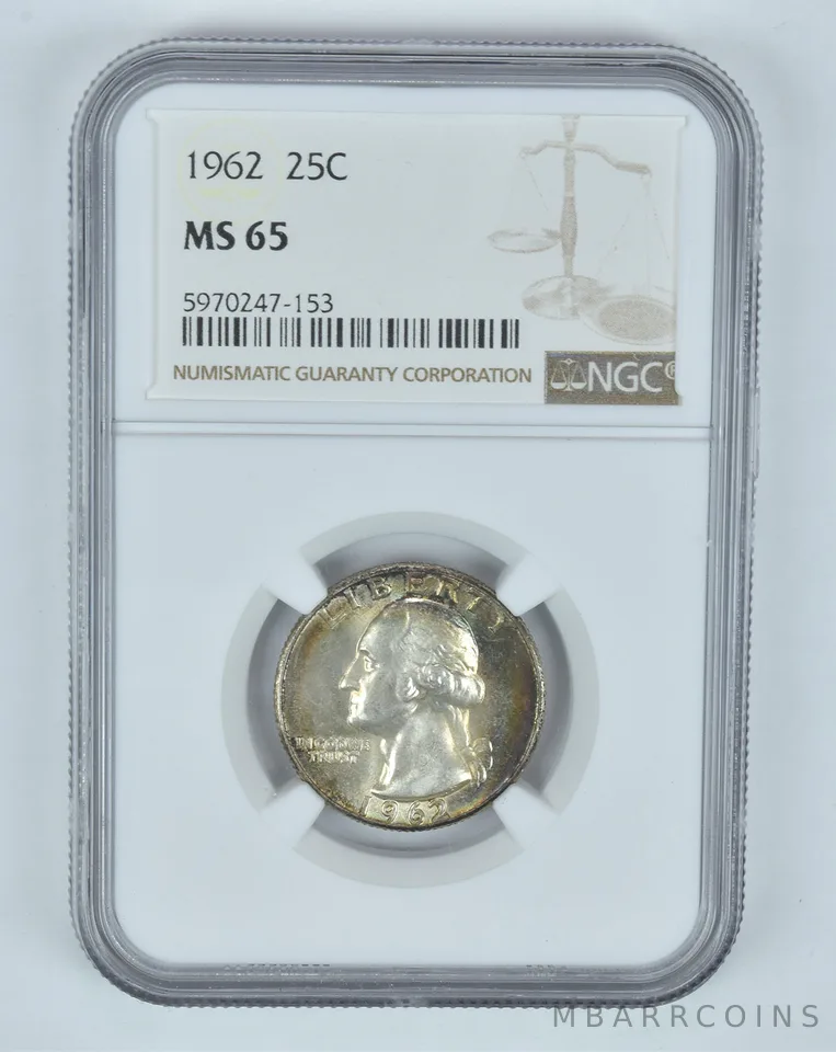 MS65 1962 Washington Quarter - Graded NGC Toned! *8820
