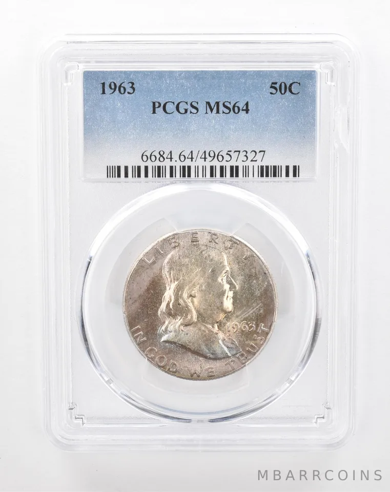 1963 Franklin Half Dollar MS64 PCGS Beautiful Tone *2881