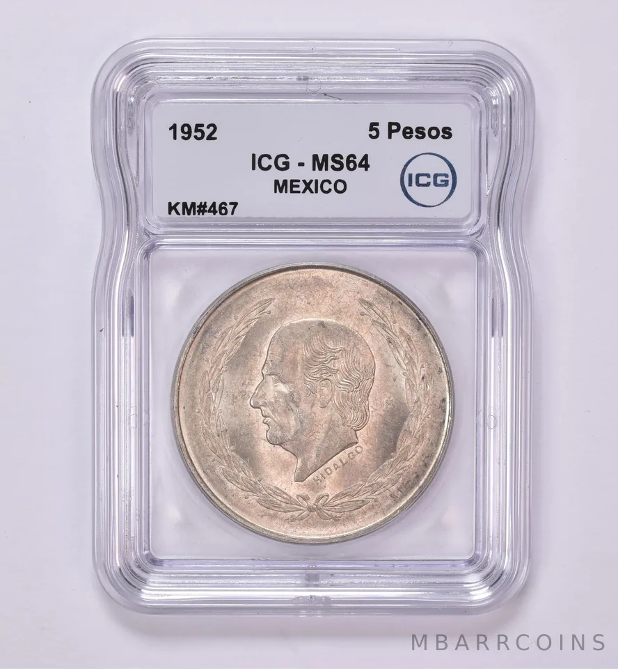 1952 Mexico 5 Peso KM#467 MS64 ICG Beautiful Tone *0435