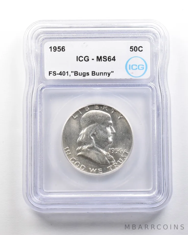 1956 Franklin Half Dollar Mint Error FS-401 Bugs Bunny MS64 ICG *1642