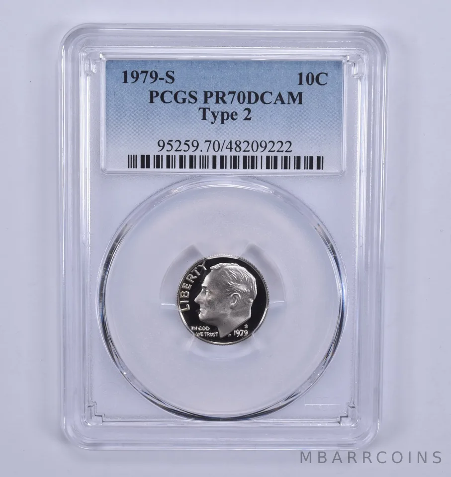 1979-S Roosevelt Dime Type 2 PR70 DCAM PCGS Blue Label