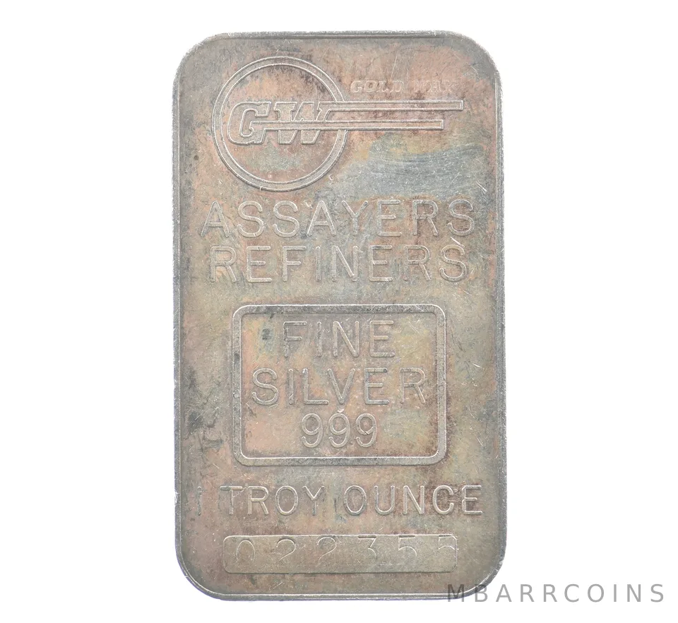 1 Troy Oz Silver Bar Gold Way Assayers *4217