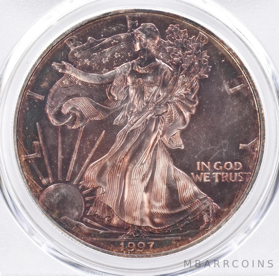 1997 American Silver Eagle MS67 PCGS Beautiful Tone *1336