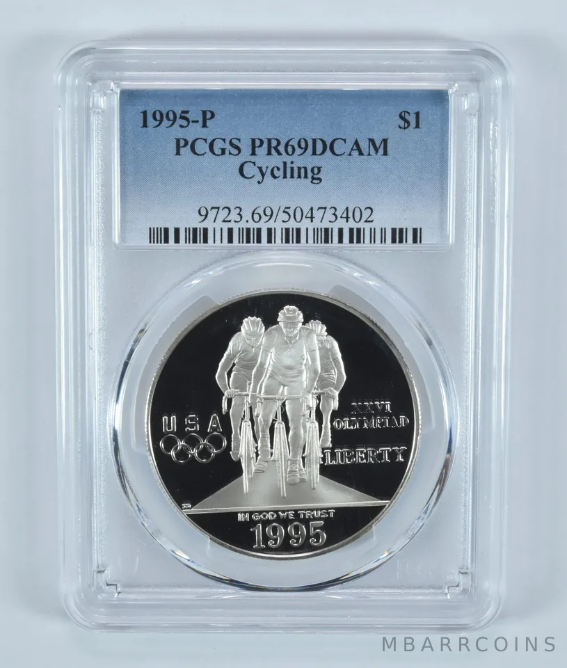1995-P Olympic Cycling Commemorative Dollar PR69 DCAM PCGS Blue Label