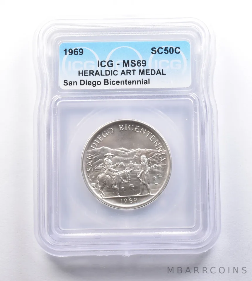 1969 So Called Half Dollar San Diego Bicentennial MS69 ICG