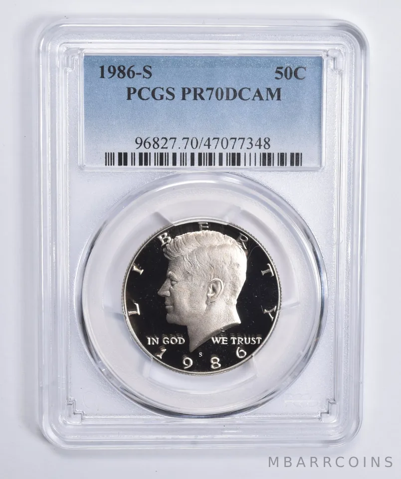 1986-S Kennedy Half Dollar PR70 DCAM PCGS Blue Lbl