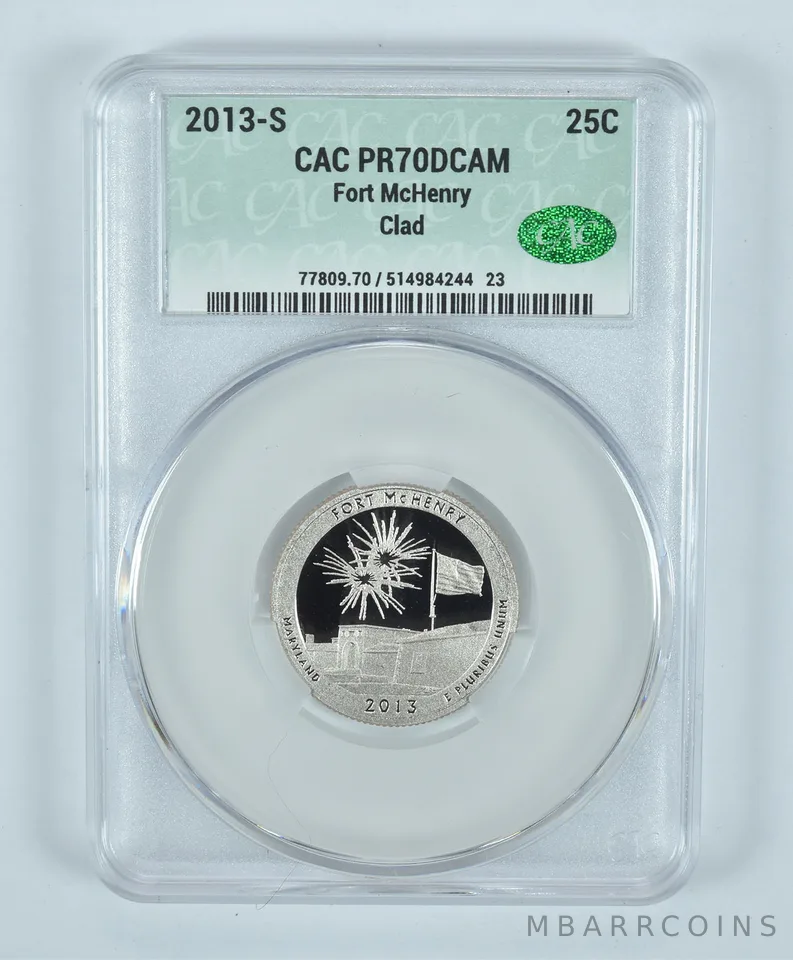 2013-S Washington Quarter Fort McHenry CLAD ATB PR70 DCAM CAC CACg