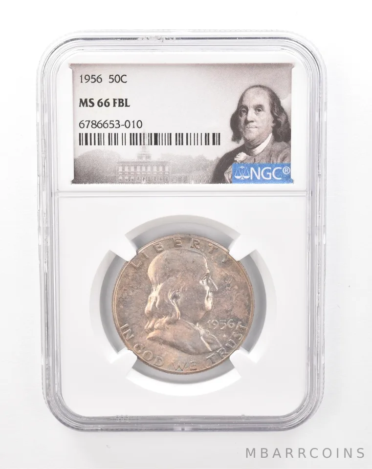 1956 Franklin Half Dollar MS66 FBL NGC Beautiful Tone *7495