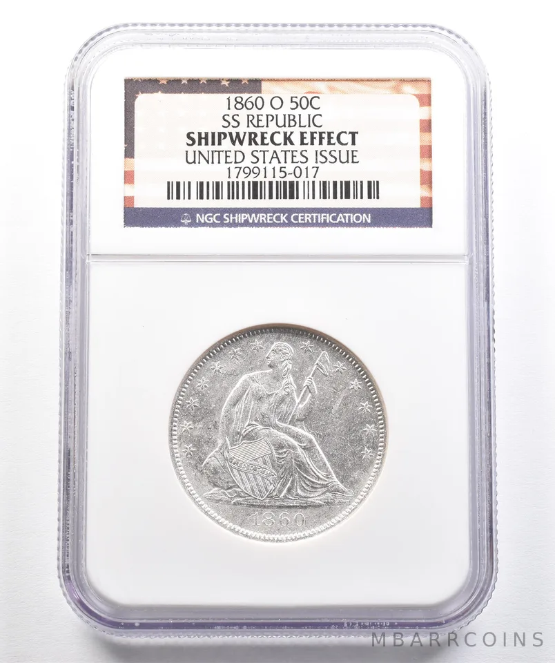 1860-O Seated Liberty Half Dollar SS Republic US Issue Shipwreck NGC *7409