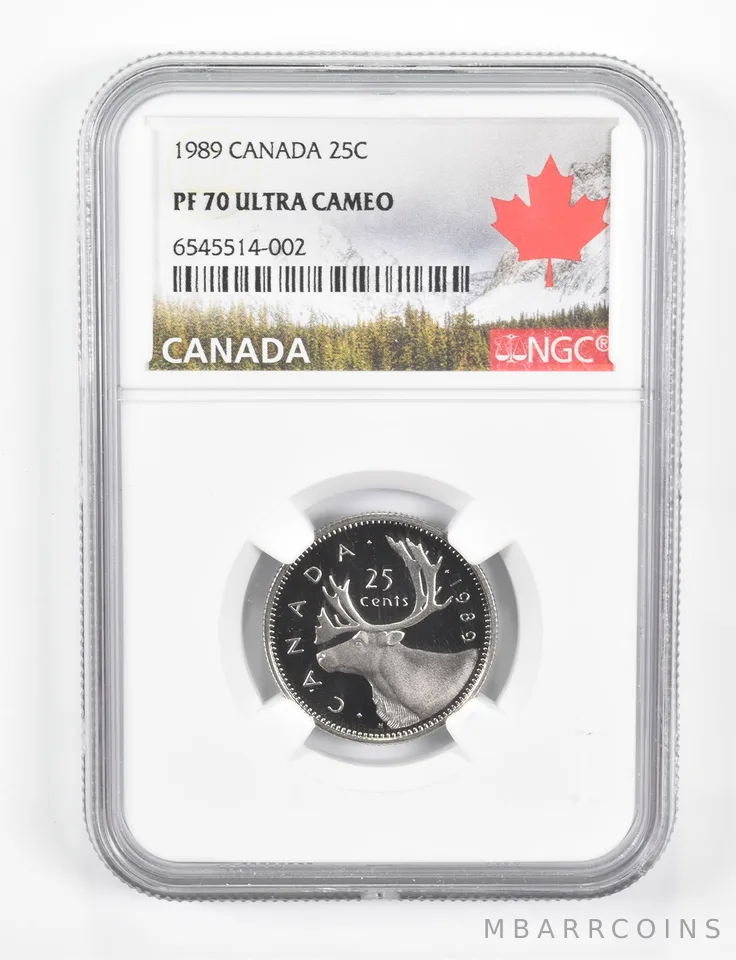 1989 Canada 25 Cents PF70 NGC Canada Lbl