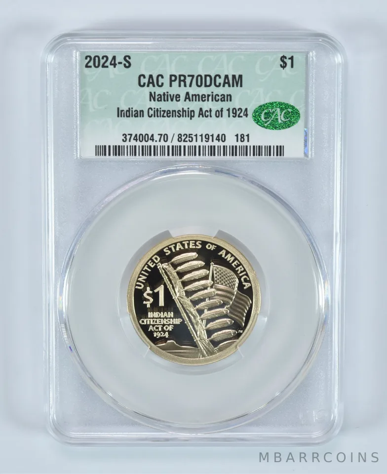 2024-S Sacagawea $1 Indian Citizenship Act PR70 DCAM CAC CACg