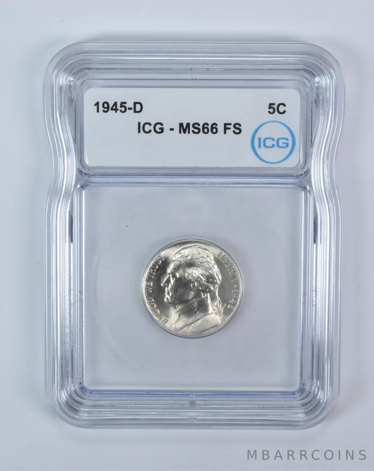 1945-D Jefferson Nickel MS66 FS ICG