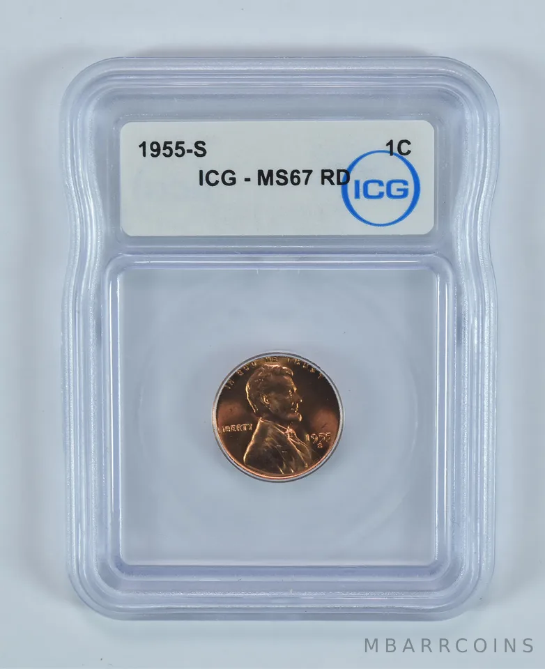 1955-S Lincoln Wheat Cent MS67 RD ICG