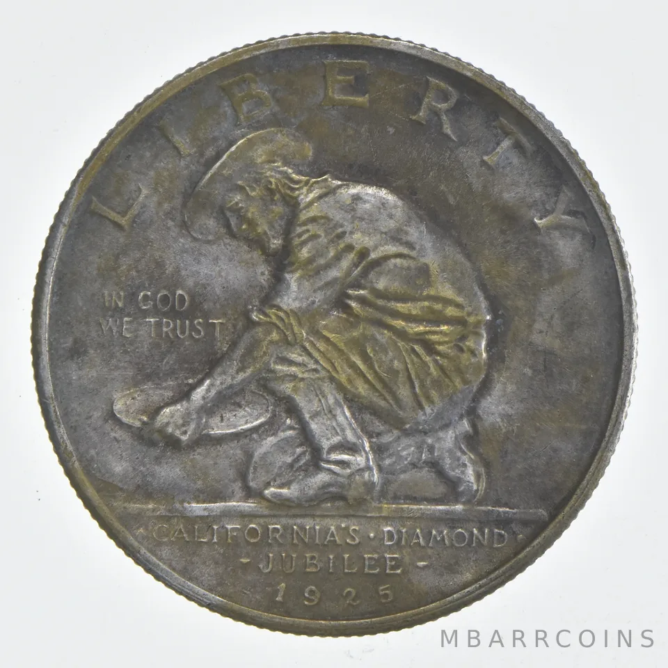 1925 California Diamond Jubilee Commem Silver Half Dollar Beautiful Tone *0493