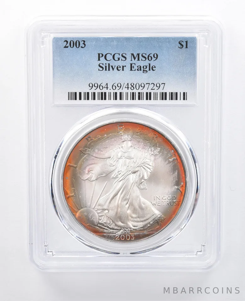 2003 American Silver Eagle MS69 PCGS Peripheral Tone *8029
