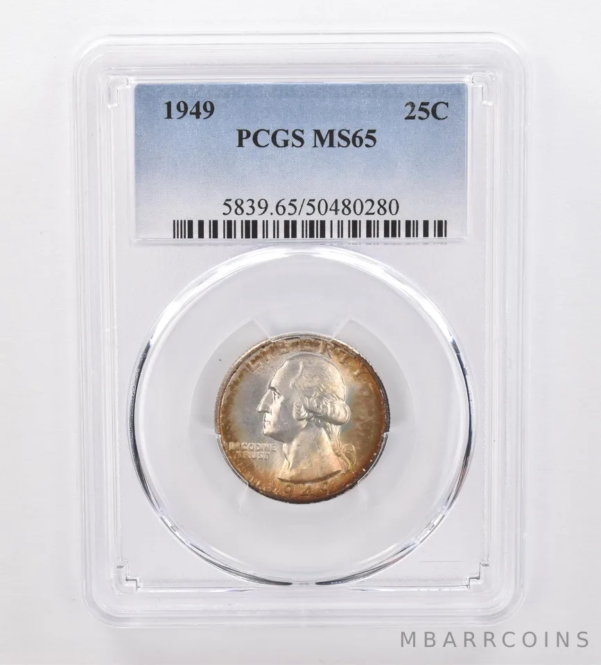 1949 Washington Quarter MS65 PCGS Beautiful Tone *0022