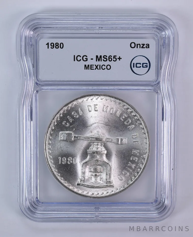 1980 Mo Mexico 1 Onza Silver MS65+ ICG