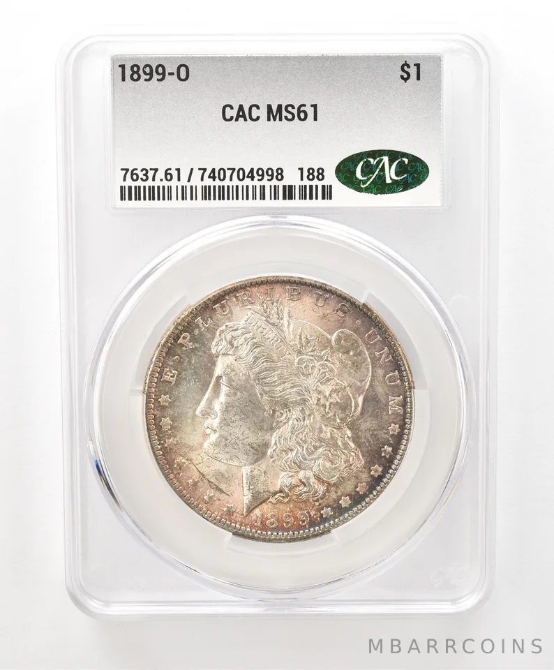 1899-O Morgan Silver Dollar MS61 CAC CACg Beautiful Tone *6598