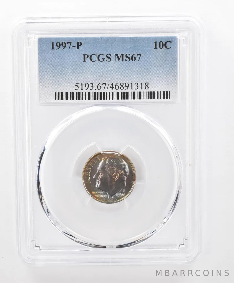 1997-P Roosevelt Dime MS67 PCGS Beautiful Tone *2788