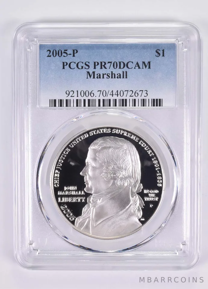 2005-P John Marshall Commemorative Dollar PR70 PCGS Blue Label