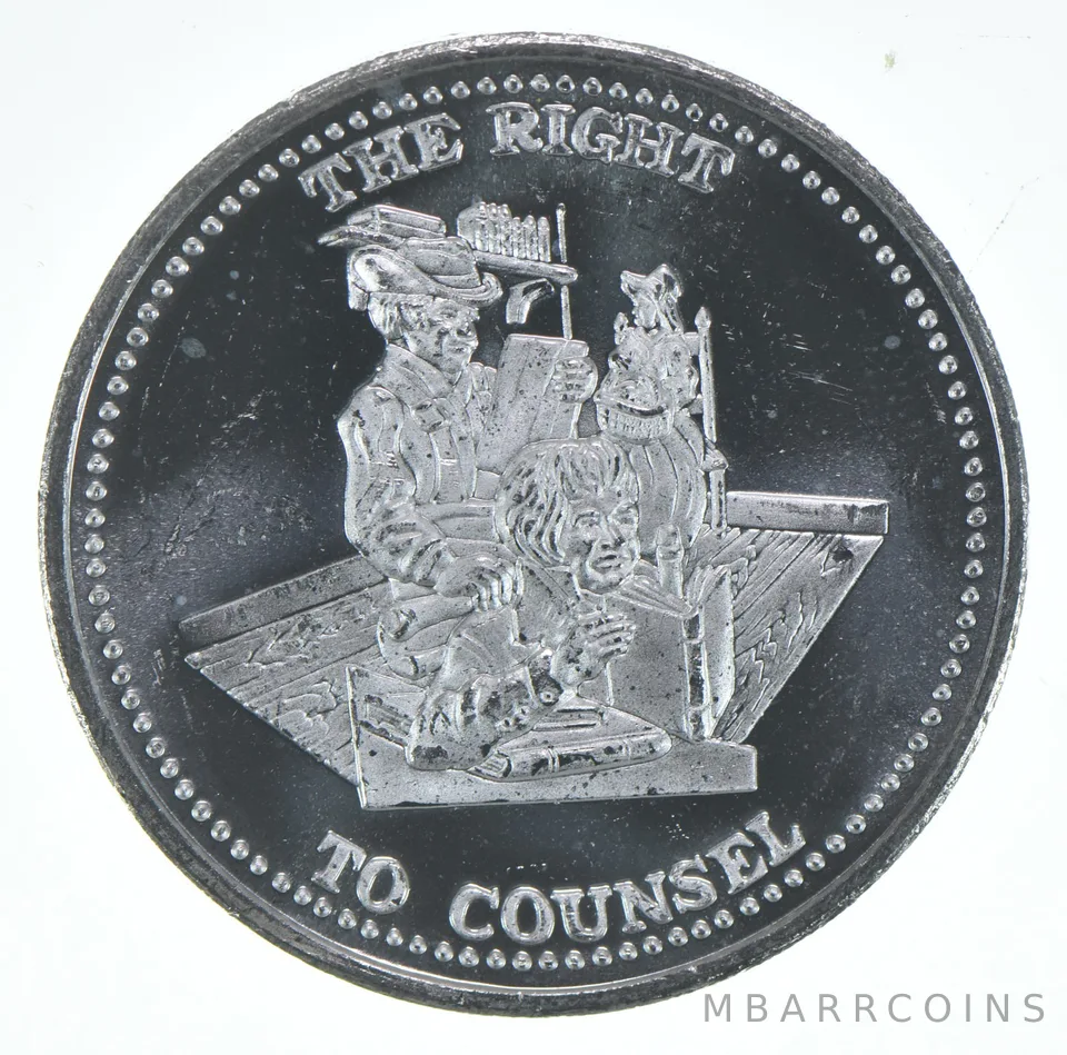 1 Oz Silver Art Round Right To Counsel Johnson Matthey