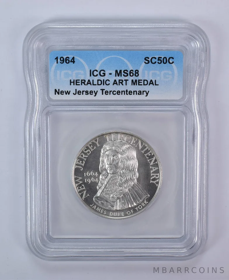 1964 So Called Half Dollar New Jersey Tercentenary MS68 ICG