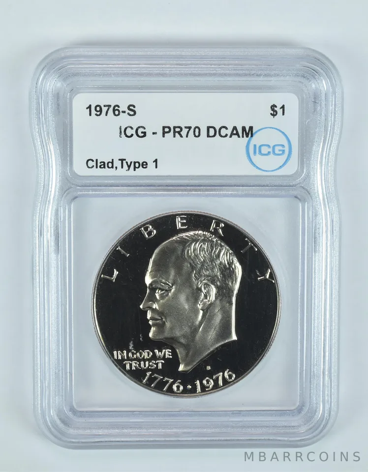 1976-S Eisenhower $1 CLAD Type 1 PR70 DCAM ICG