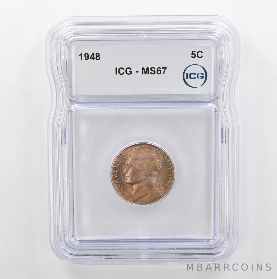1948 Jefferson Nickel MS67 ICG Beautiful Tone *5329