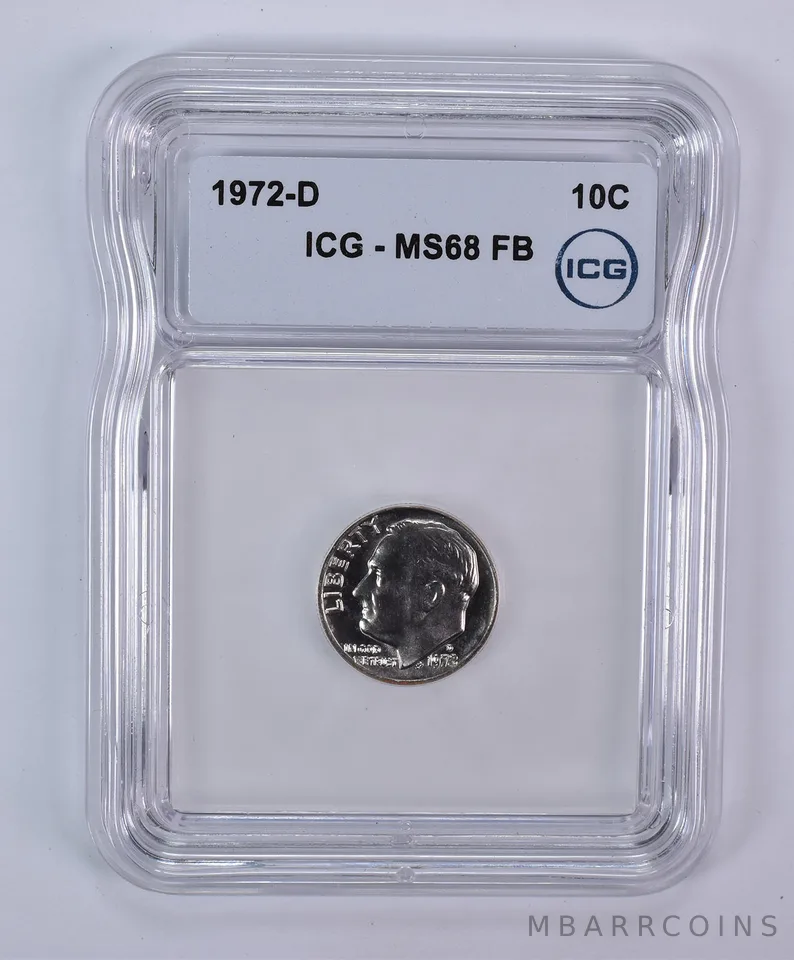 1972-D Roosevelt Dime MS68 FB ICG