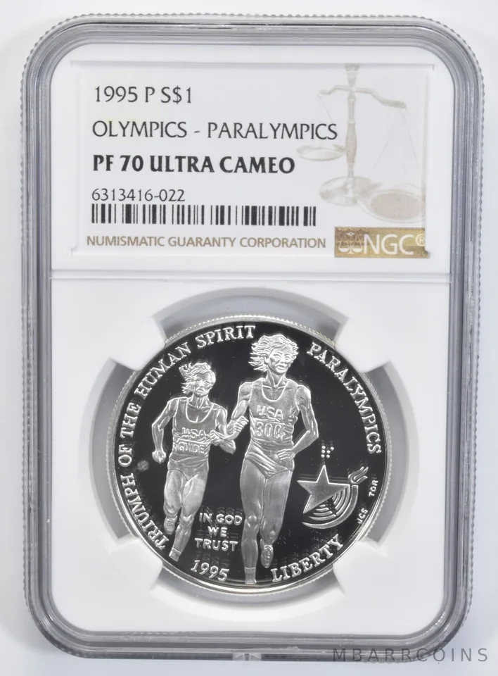 1995-P Olympics-Paralympics Commemorative Silver Dollar PF70 UC NGC
