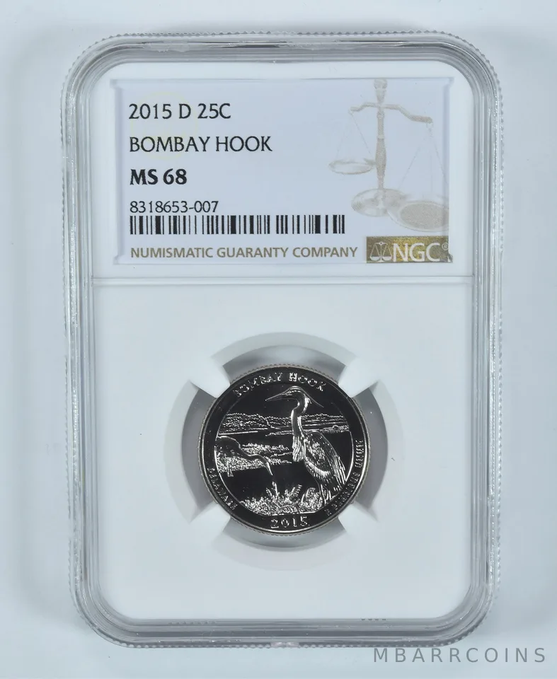 2015-D Washington Quarter Bombay Hook America The Beautiful MS68 NGC