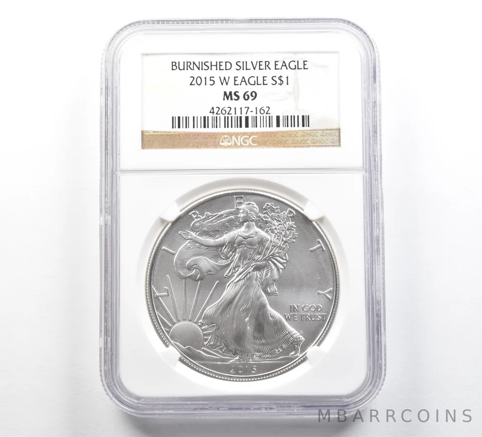 2015-W Burnished Silver Eagle MS69 NGC Brown Label