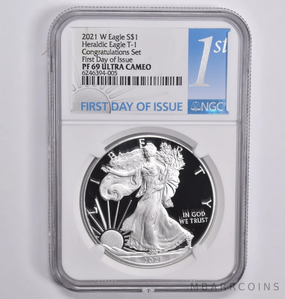 2021-W Silver Eagle T1 Congratulations Set First Day of Release PF69 NGC