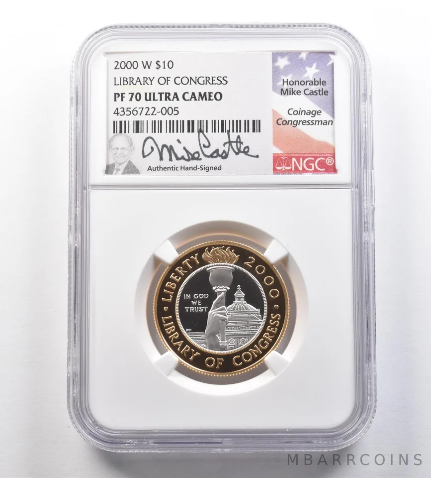 2000-W $10 Library of Congress Bimetallic Commemorative PF70 NGC Castle *2569