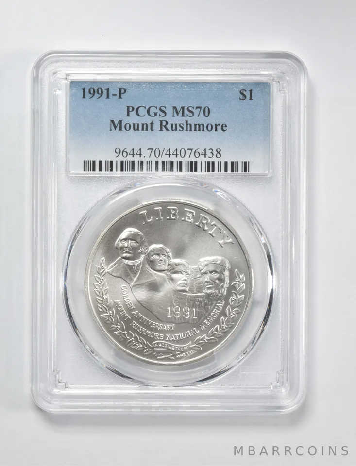 1991-P Mount Rushmore Commemorative $1 MS70 PCGS Blue Label