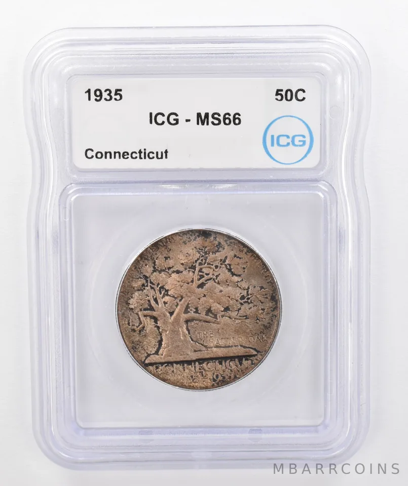 1935 Connecticut Commemorative Half Dollar MS66 ICG Beautiful Tone a0260