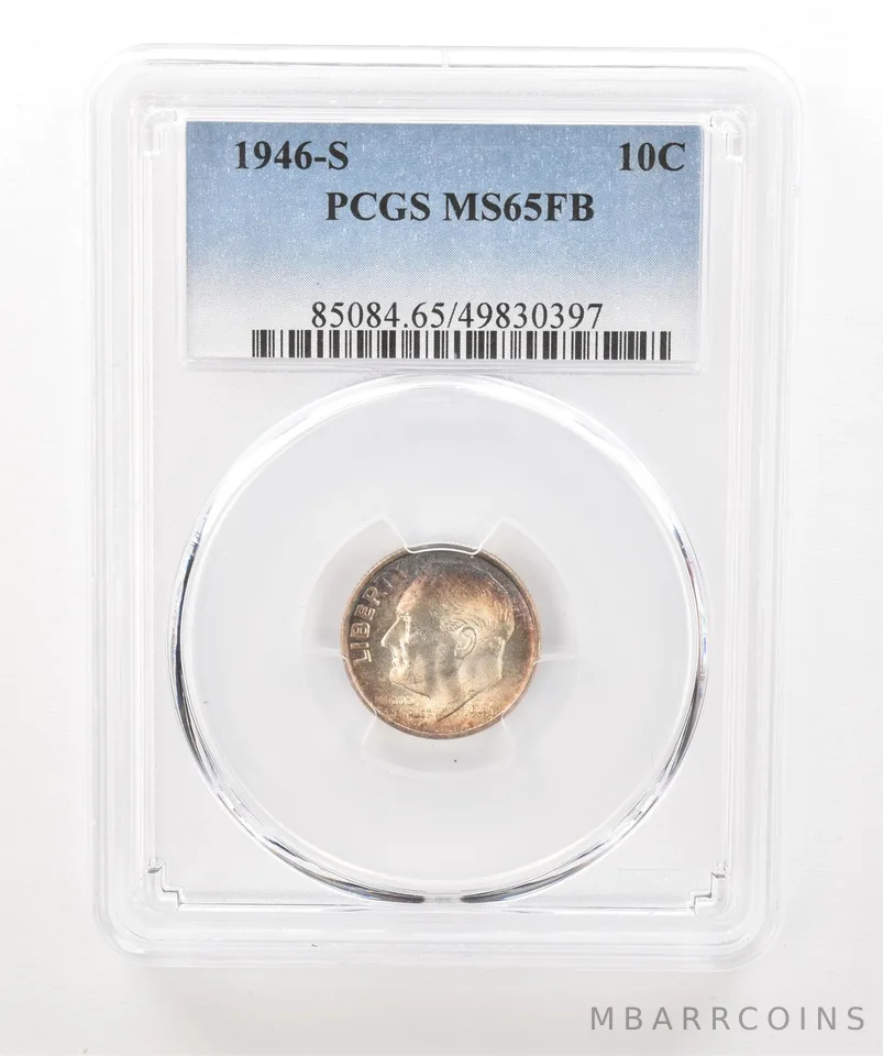 1946-S Roosevelt Dime MS65 FB PCGS Beautiful Tone a5225