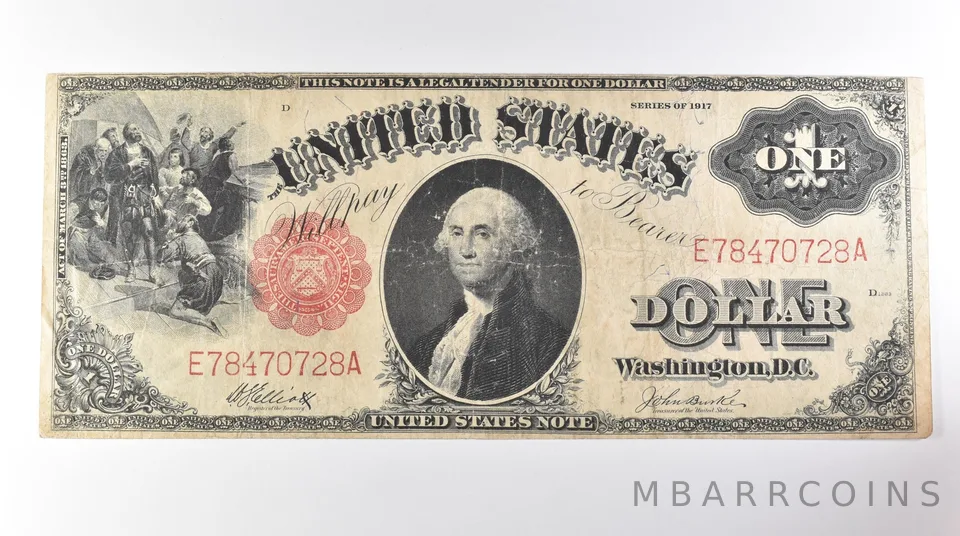 1917 $1 Legal Tender Large Note Red Seal FR#37 *0592
