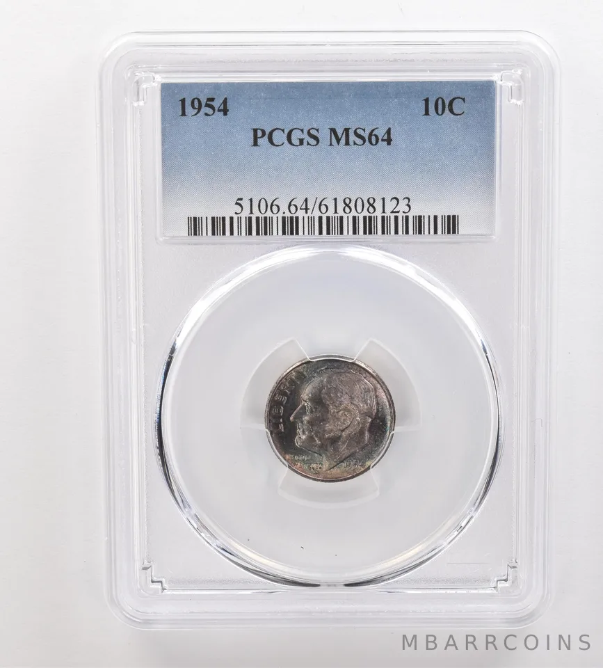 1954 Roosevelt Dime MS64 PCGS Beautiful Tone *3298