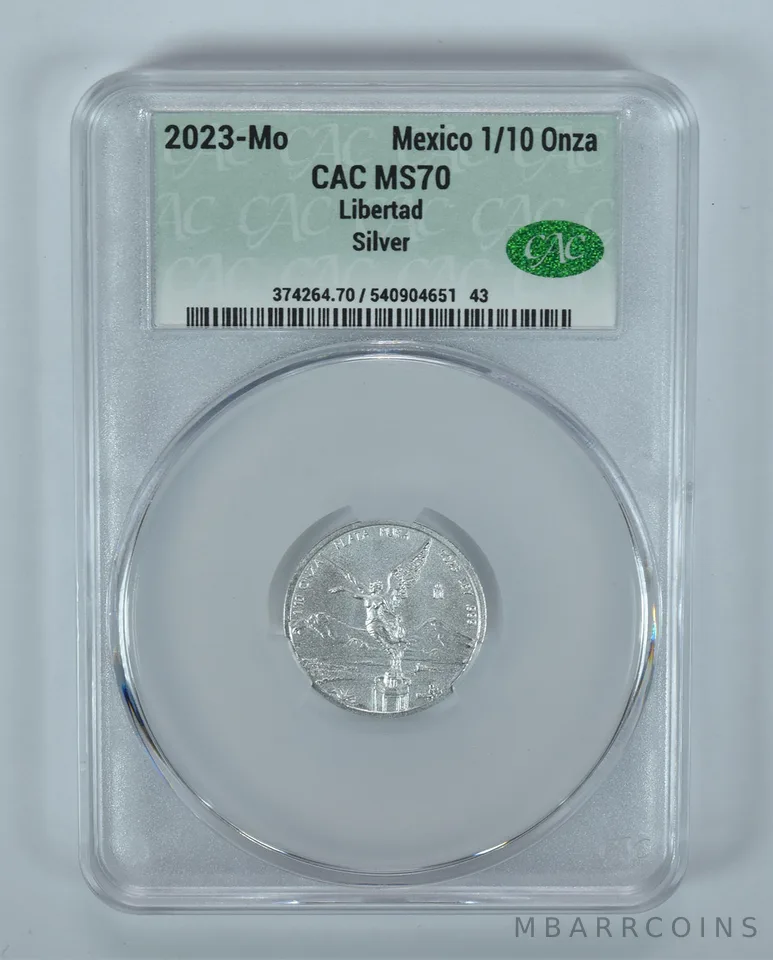 2023 Mo Mexico 1/10 Onza Silver Libertad MS70 CAC CACg