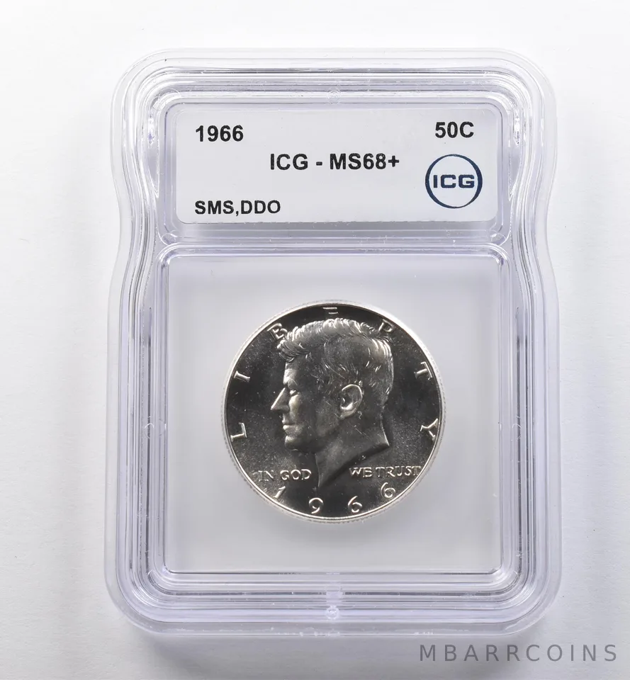1966 Kennedy Half Dollar SMS DDO MS68+ ICG *2220