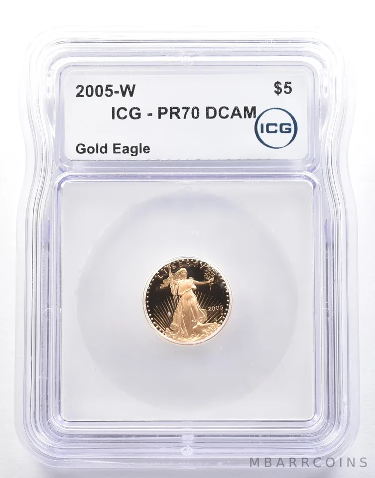 2005-W $5 American Gold Eagle 1/10 Oz Gold PR70 DCAM ICG